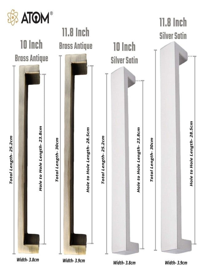 أتوم مقبض سحب من الفولاذ المقاوم للصدأ من Atom، عبوة من قطعتين، طول 11.8 بوصة | لمسة نهائية فضية ساتان | مقبض باب | Phs01 - Image 3